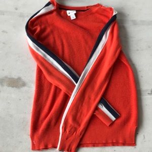 Women’s Navy & White Striped Sleeve Sweater.